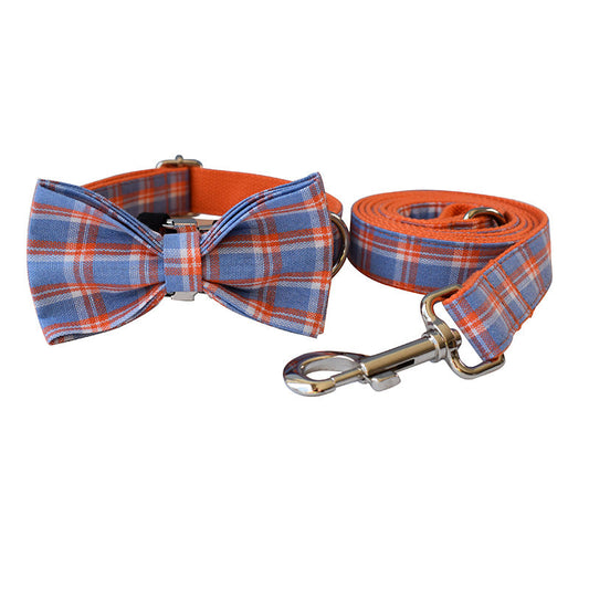 KFX-2082877 Stylish Orange Mesh Dog Collar with Alloy Buckle and Bow Accent