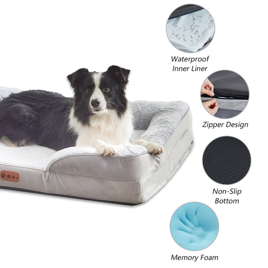 KFX-2086717 Detachable Memory Foam Pet Bed for All Seasons - Light Gray-Blue, Multiple Sizes Available