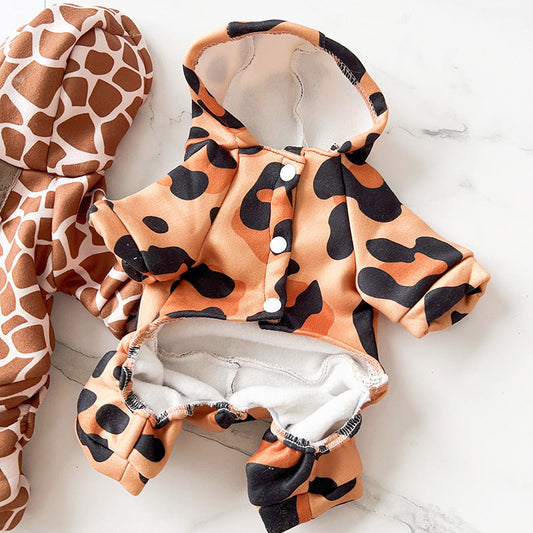 KFX-2108477 Leopard and Giraffe Print Four-Legged Pet Traction Clothing in Various Sizes
