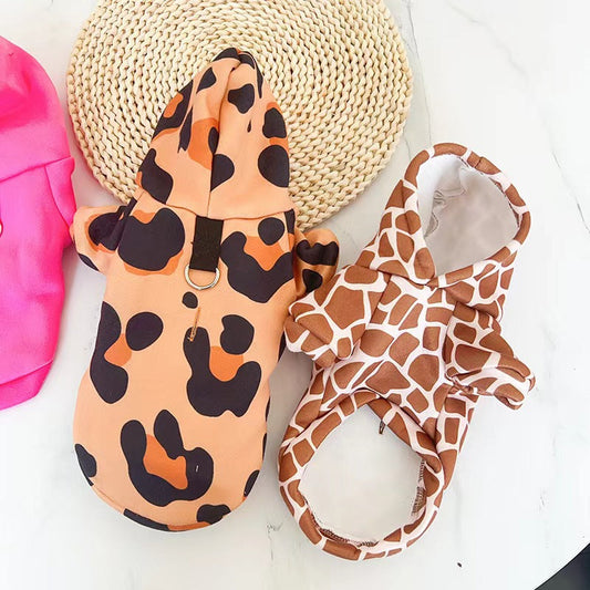 KFX-2108477 Leopard and Giraffe Print Four-Legged Pet Traction Clothing in Various Sizes