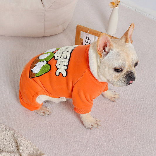 KFX-2129597 Stylish Winter Padded Four-Legged Dog Coat in Orange Cotton