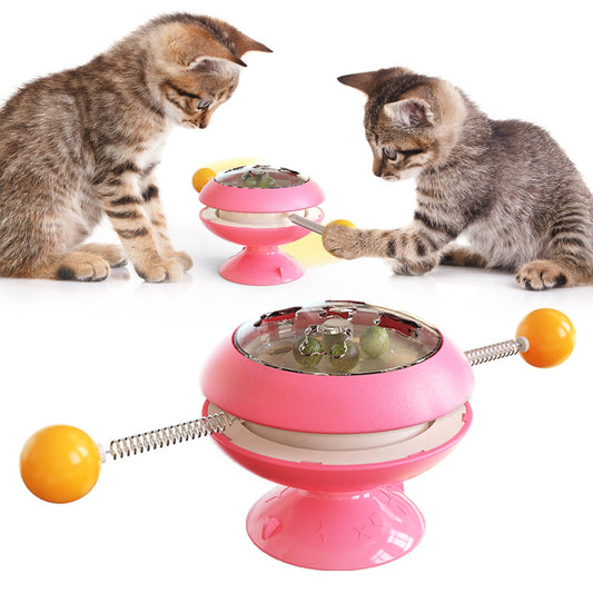 KFX-2129981 Rotary Cat Toy with Peppermint Ball and Colorful Stick for Engaging Playtime