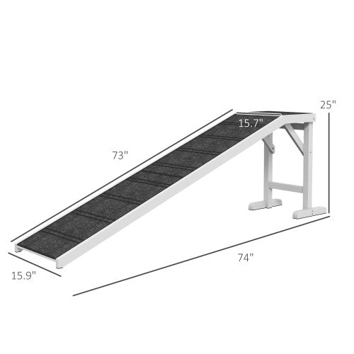 KFX-2155453 Pet Ramp with Non-Slip Carpet and Easy Access Platform for Dogs and Cats, 74" x 16" x 25"