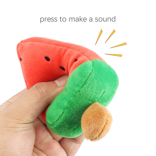 KFX-2160573 Bite-Resistant Plush Toy Ball for Dogs in Red Watermelon Popsicle Design - 14.5cm