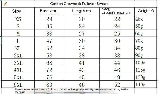 KFX-2163005 Cozy Cotton Pullover Sweater for Pets in Various Colors and Sizes