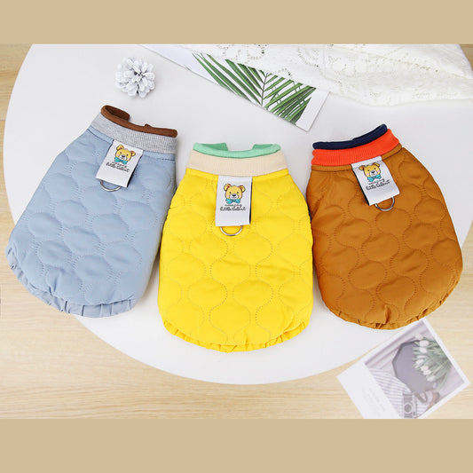 KFX-2166077 Puppy Velvet Vest for Autumn and Winter - Stylish Two-Legged Pet Clothing