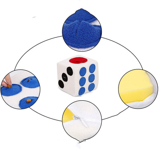KFX-2173117 Colorful Dice-Shaped Dog Training Toy for Sniffing and Biting, 20x20x20CM, Made of Soft Polar Fleece