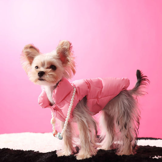 KFX-2190525 Warm Down Vest for Dogs with Removable Fur Ball - Autumn and Winter Casual Style in Multiple Sizes