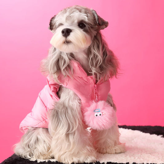 KFX-2190525 Warm Down Vest for Dogs with Removable Fur Ball - Autumn and Winter Casual Style in Multiple Sizes