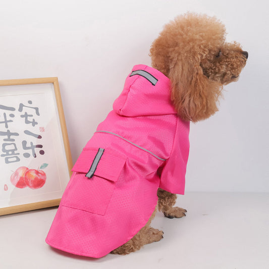 KFX-2198077 Reflective Waterproof Dog Raincoat for Small Pets - Casual Polyester Coat in Multiple Colors
