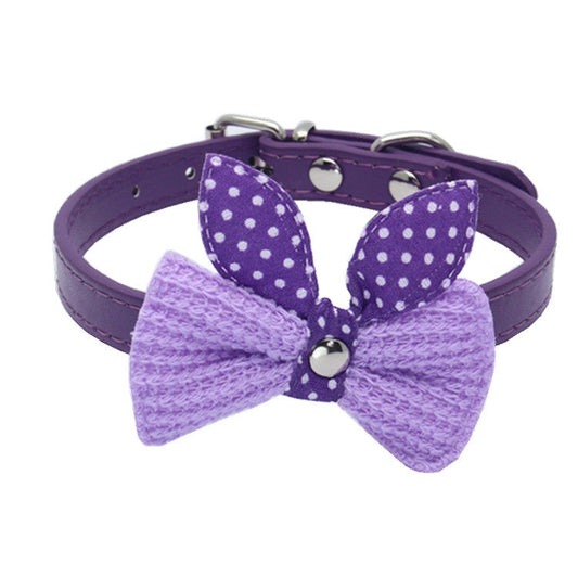 KFX-2204221 Wool Knitted Bow Pet Collar in Various Colors and Sizes