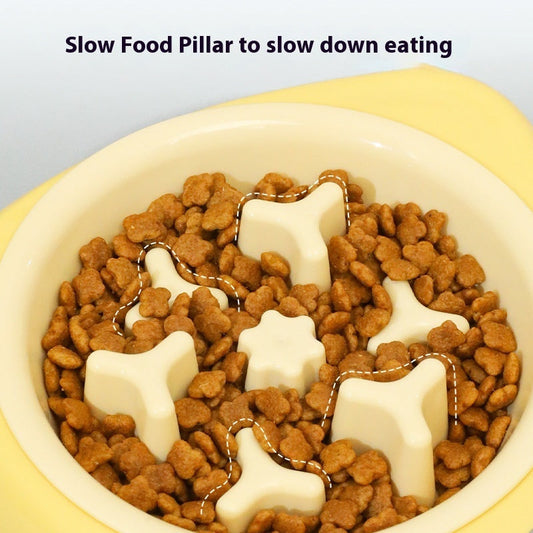 KFX-2206397 Two-in-One Slow Feeder Cat Bowl with Stainless Steel and Double Design in Multiple Colors
