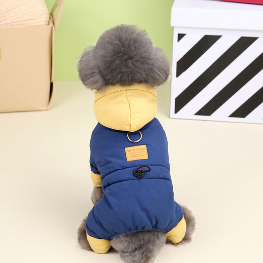 KFX-2206781 Cotton-Padded Dog Clothing for Autumn and Winter in Dark Navy Blue and Smoky Green