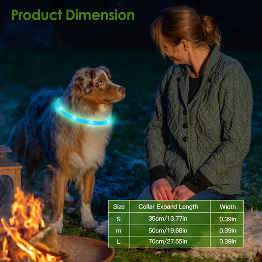 KFX-2208189 LED Rechargeable Multi-Color Dog Safety Collar with Adjustable Length for Night Walking