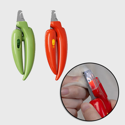 KFX-2215741 LED Pet Nail Clippers for Cats and Dogs - Durable Metal with Safety Light - Green, Red, Yellow