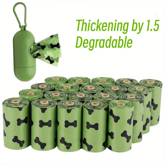 KFX-2230717 Biodegradable Dog Waste Bags with Dispenser - Thick and Leak-Proof Poop Bags for Pet Clean-Up, 15 Count Per Roll