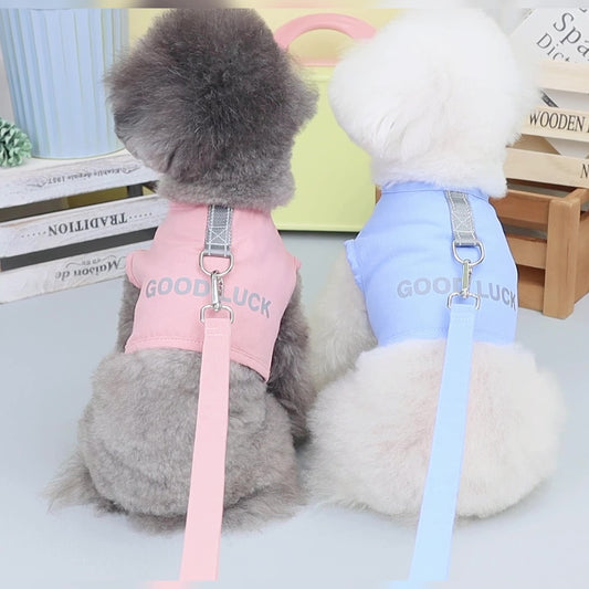 KFX-2237373 Casual Cotton Dog Vest with Optional Lead Rope in Multiple Colors and Sizes