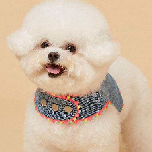 KFX-2239549 Korean Style Dark Denim Chest Strap with Puppy Embroidery for All Seasons