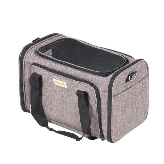 KFX-2241213 Rolling Pet Carrier with Wheels, Airline Approved, Comfortable Design, for Pets Under 25 lbs, Includes Folding Bowl, Grey