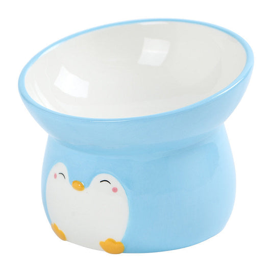 KFX-2244925 Ceramic Cat Food Bowl with Oblique Mouth for Easy Eating and Cleaning, Available in Various Designs and Sizes