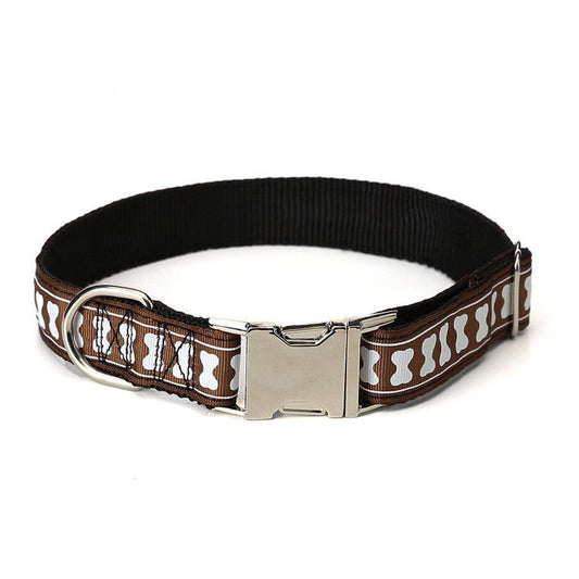 KFX-2252477 Adjustable Nylon Bone Pattern Collar in Stripes - Available in Multiple Colors and Sizes