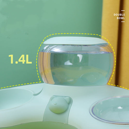 KFX-2262205 Crescent-Shaped Double Bowl for Water and Food - Available in Grey, Powder, and Green