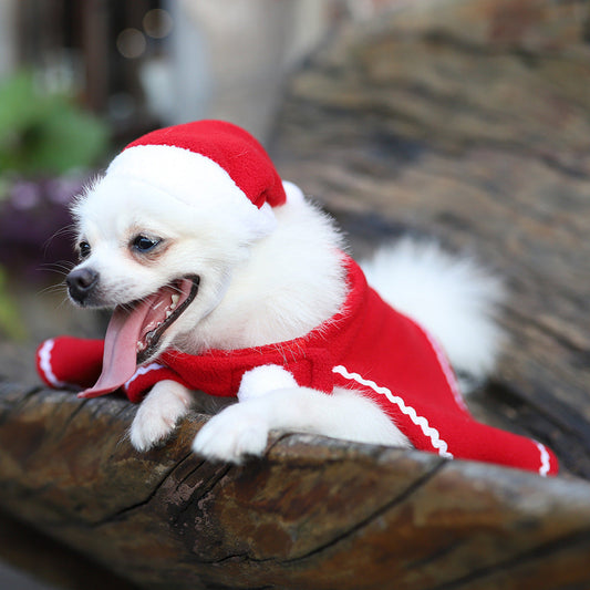 KFX-2262589 Pet Cloak and Hat Set in Red - Stylish Costume for Dogs