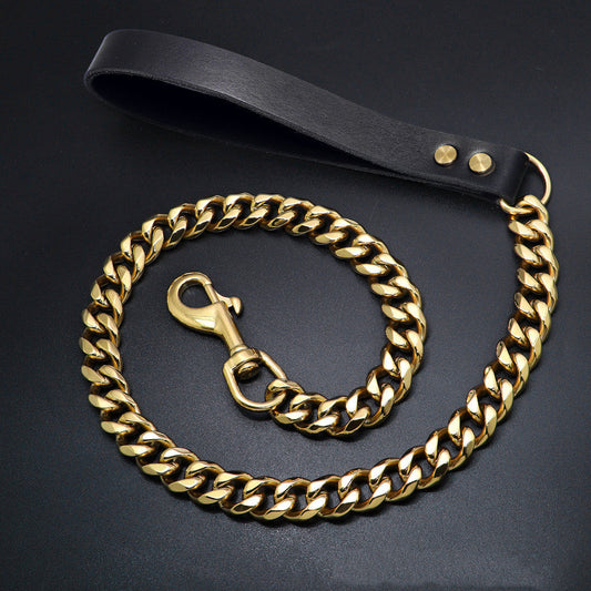 KFX-2271549 Golden Stainless Steel Pet Dog Leash for Small to Medium Breeds