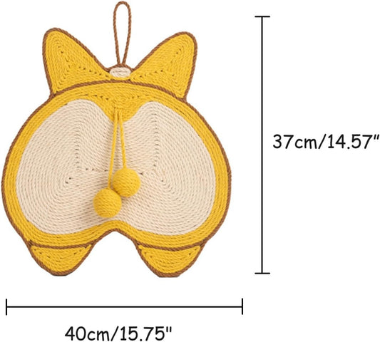 KFX-2280765 Sisal Cat Scratching Pad with Corgi Butt Design and Anti-slip Base, 37x40cm