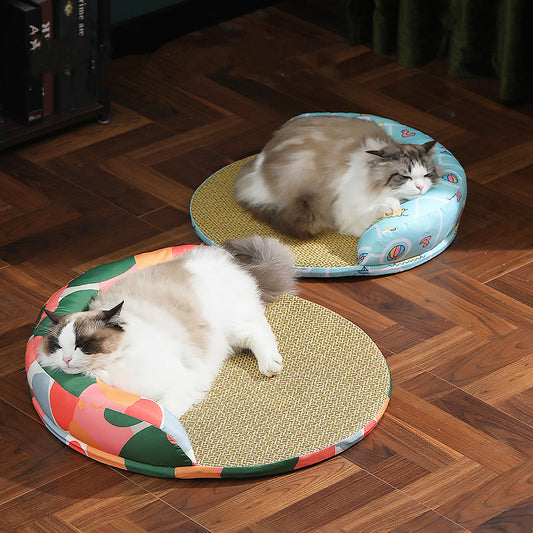 KFX-2281149 Rattan Cat Sofa Pet Bed with Sponge Cushion - Water Park & Camouflage Color Options