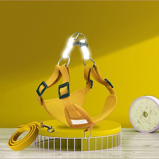 KFX-2282557 Reflective LED Dog Harness and Leash Set - Adjustable No-Pull Vest for Safety and Comfort