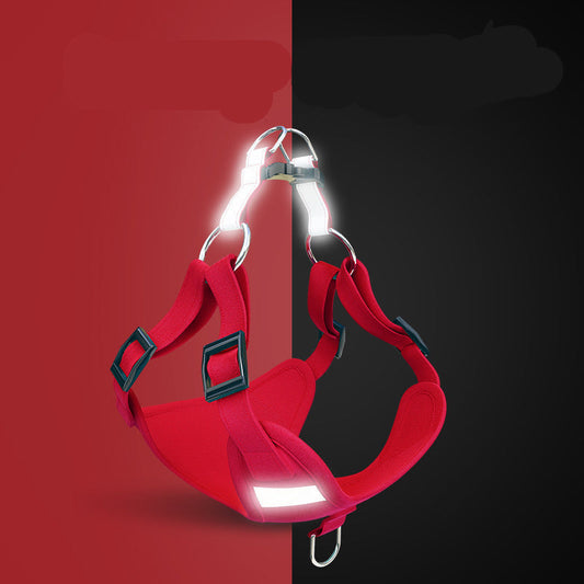 KFX-2282557 Reflective LED Dog Harness and Leash Set - Adjustable No-Pull Vest for Safety and Comfort