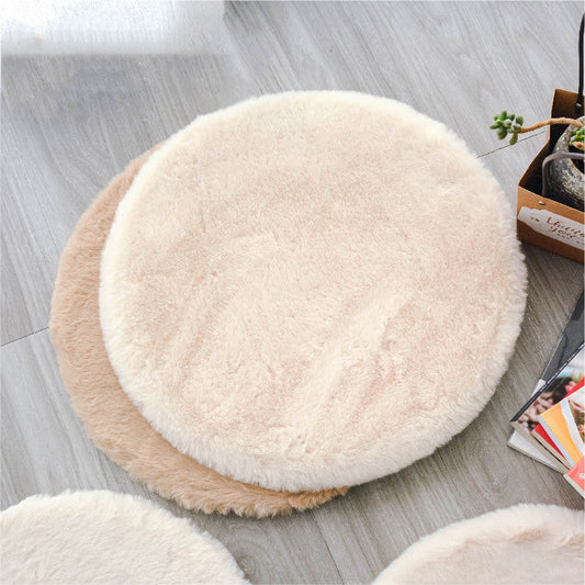 KFX-2287293 Soft Cat Litter Round Mat in White and Gray Velvet - 30CM, 40CM, 45CM Options