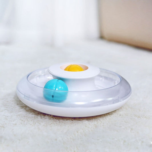 KFX-2293821 Yili Cat Turntable Toy with Catnip - Interactive Dribbling Training Ball, White, ABS, 25x25x8.7cm