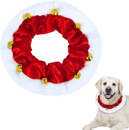 KFX-2302525 Christmas Dog Collar with Bells and Ornaments - Soft Holiday Neckwear for Small to Large Dogs