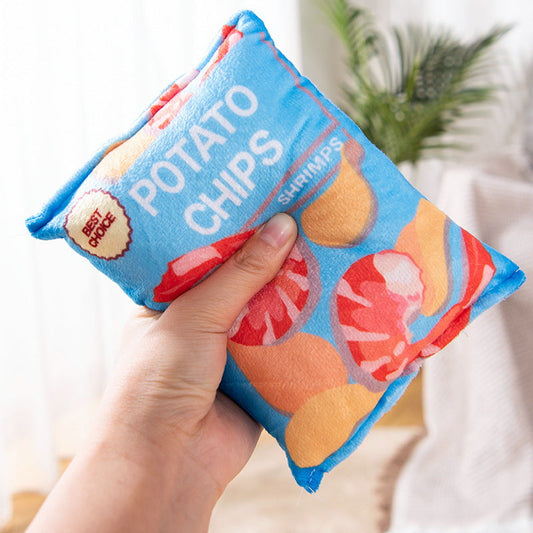 KFX-2305341 Vibrant Plush Potato Chip Sound Toy for Pets - Fun Polyester Interactive Toy