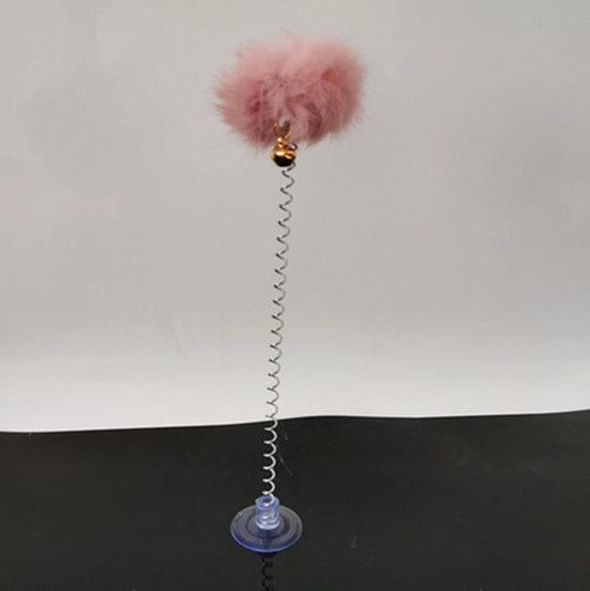 KFX-2311101 Bouncy Suction Cup Spring Ball Cat Toy with Pompom Attachment