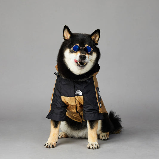 KFX-2325949 Large Dog Raincoat Jacket - Durable Polyester Material in Golden Color, Multiple Sizes Available