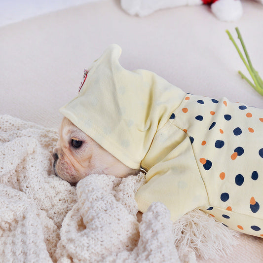 KFX-2326845 Cozy Casual Yellow Hoodie for Small Dogs - Cotton Fabric, Available in M, L, XL