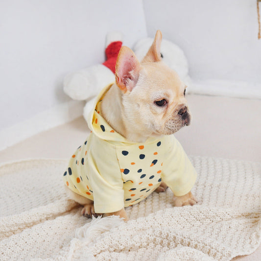 KFX-2326845 Cozy Casual Yellow Hoodie for Small Dogs - Cotton Fabric, Available in M, L, XL