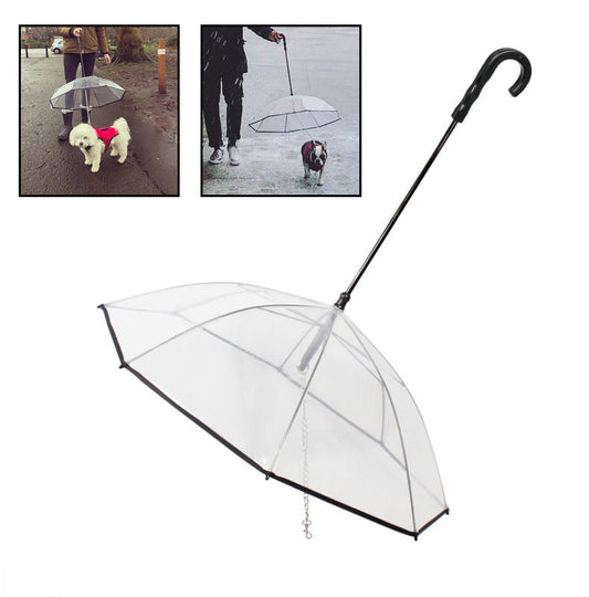 KFX-2337085 Transparent Dog Umbrella with Removable Traction Chain