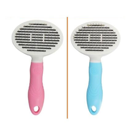 KFX-2338877 Automatic Self-Cleaning Dog and Cat Comb with Thick and Fine Needles in Pink and Blue