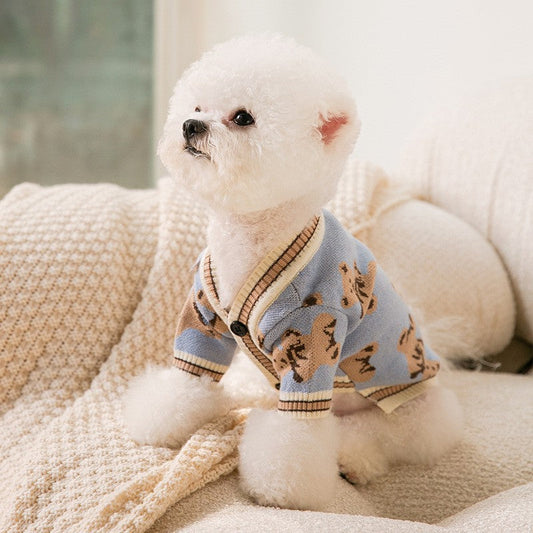 KFX-2341053 Striped Knitted Dog Cardigan Sweater – Various Colors & Sizes Available