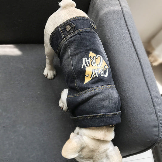 KFX-2351165 Denim Vest for Small Pets - Casual Style Clothing for Puppies and Kittens, Available in Multiple Sizes