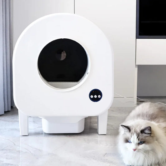 KFX-235219 Smart Self-Cleaning Cat Litter Box with App Control, 68L Large Capacity, Odor Control, Anti-Trap Function for Multiple Cats