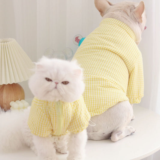 KFX-2353213 Cozy Thick Plaid Cotton Coat for Dogs in Purple, Yellow, and Green