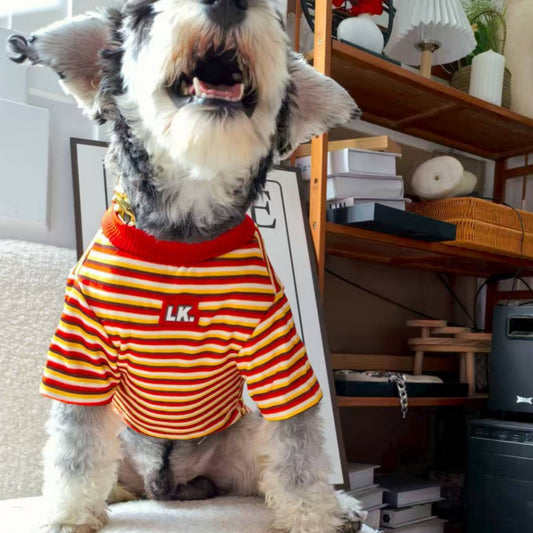 KFX-2353341 Warm Striped Pet Clothing in Red and Blue - Sizes S, M, L, XL, Made from Polyester
