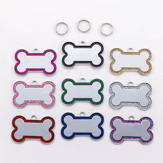 KFX-2353597 Zinc Alloy Dog Anti-Lost Tag with Bone Shape Design in Glitter Colors
