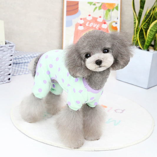 KFX-2356925 Aqua Green and Lavender Cotton Casual Puppy Pajamas for Spring and Summer