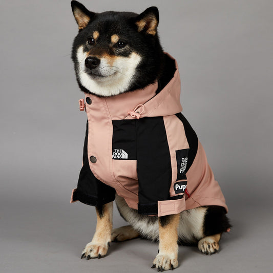 KFX-2361917 Waterproof Large Dog Raincoat in Pink - Windproof Shell Jacket for Pets